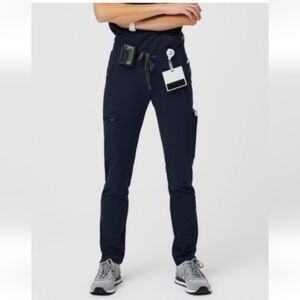 Figs Navy Yola With Yoga HighWaisted Waistband Skinny Scrub Pants Sz XXS NEW